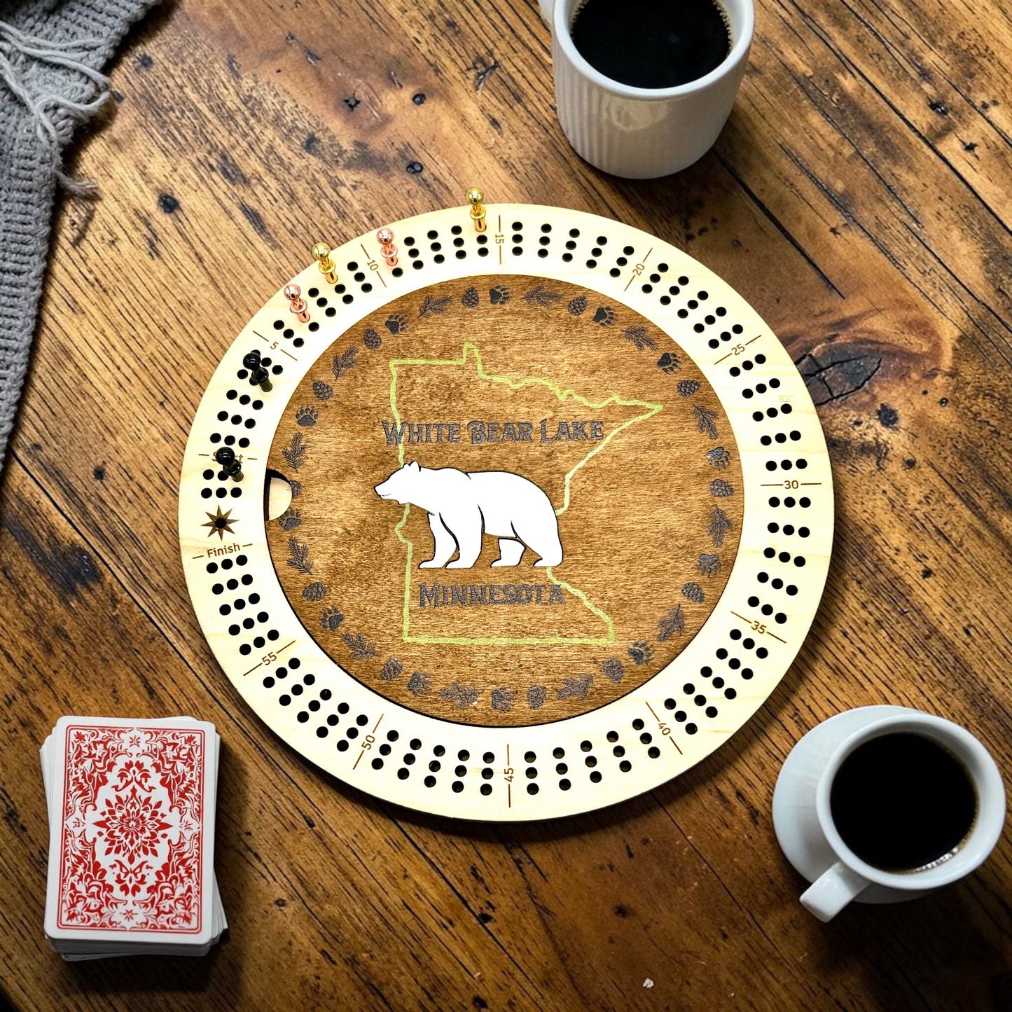 Customized Round Maple Cribbage Board – Personalized Wooden Game Board – Local-Inspired Gift & Home Décor