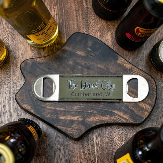 Custom Personalized Bottle Opener | Faux Leather UV Printed Saying