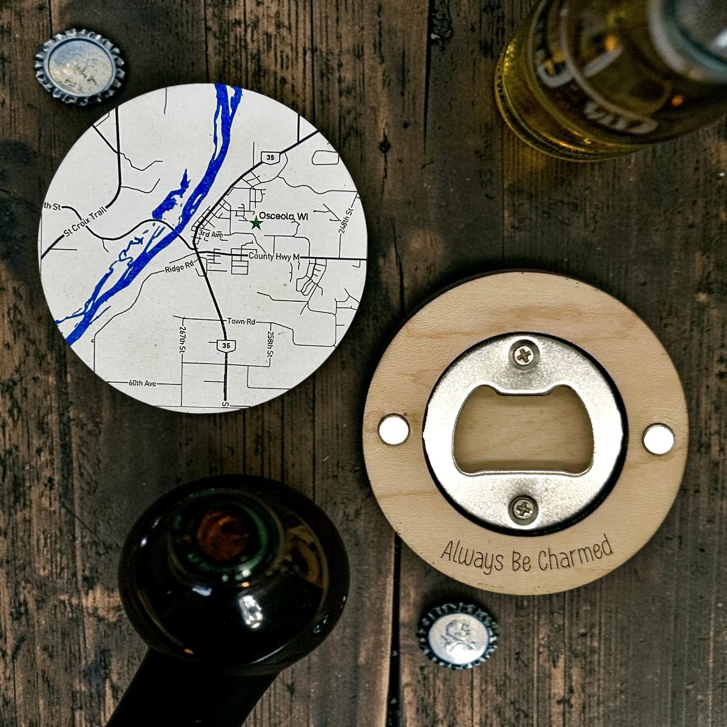 Custom Maple Bottle Opener Magnets