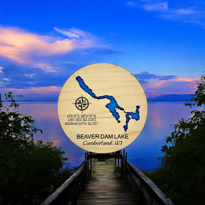 Custom Lake & River Maple Wood Magnet | Personalized Lake Gift