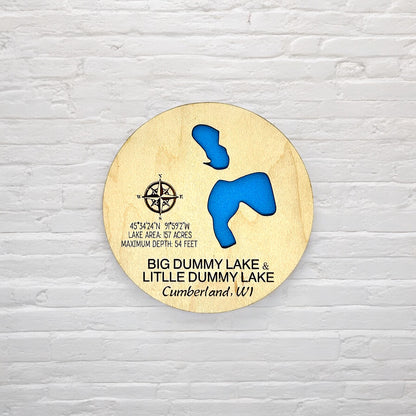 Custom Lake & River Maple Wood Magnet | Personalized Lake Gift