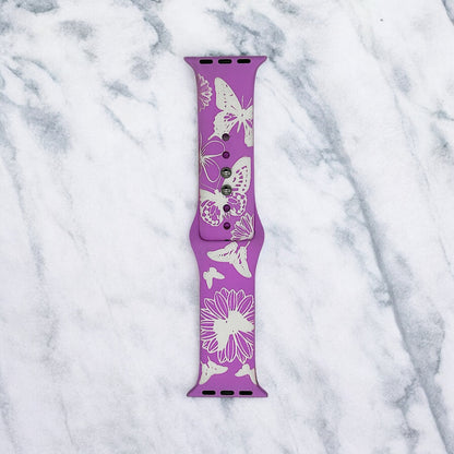 Two Tone Engraved Silicone Watch Bands
