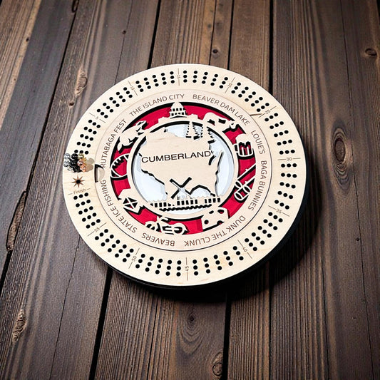 MN and WI Town Round Cribbage Board
