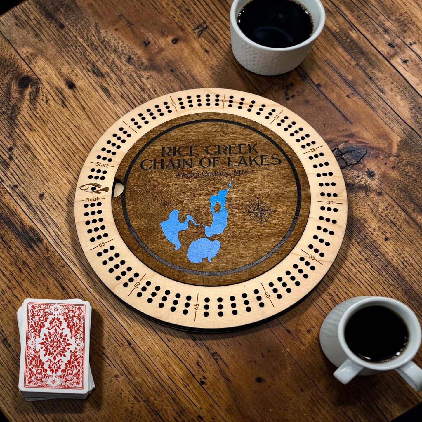 Lake Round Cribbage Boards (Wholesale)