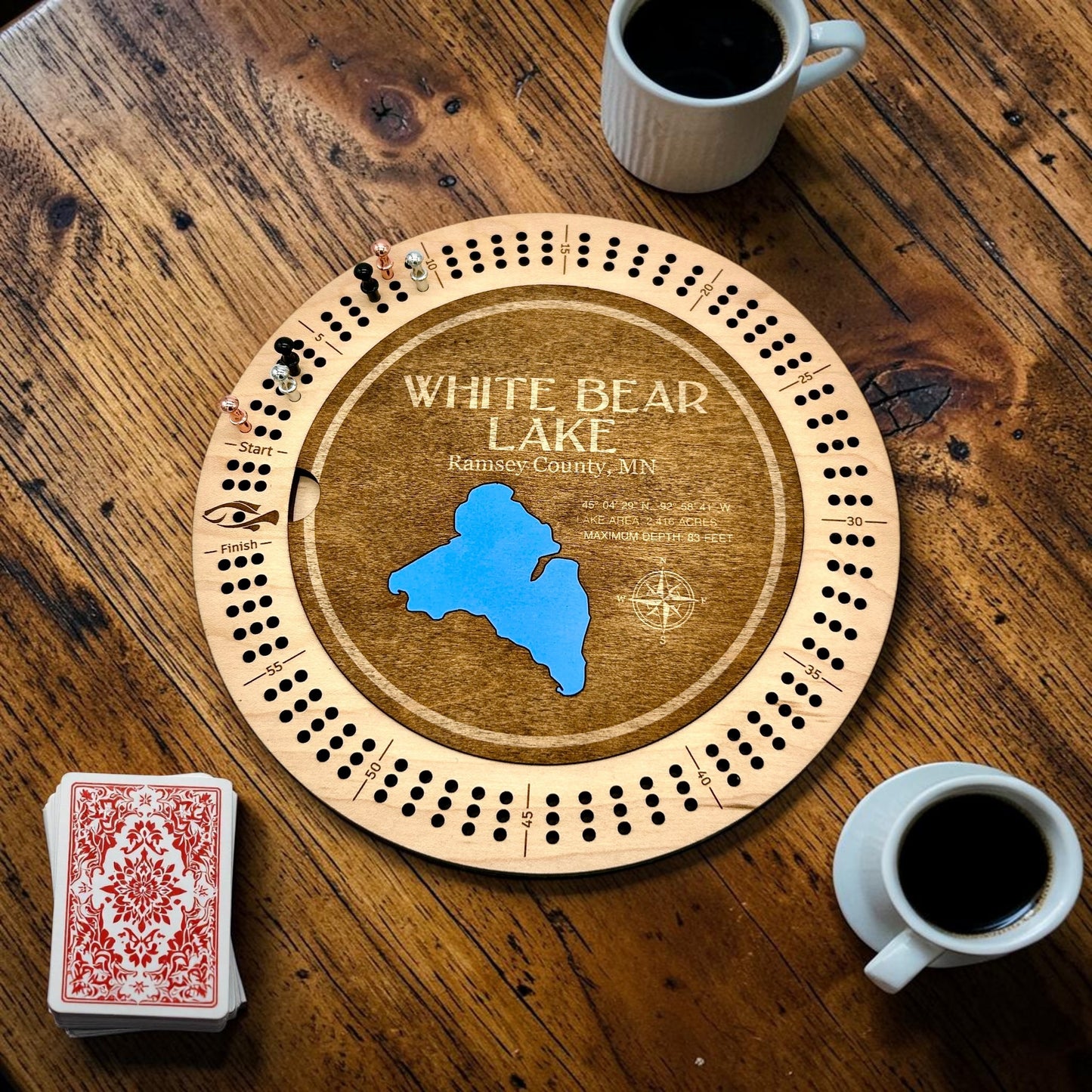 Lake Round Cribbage Boards (Wholesale)