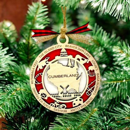 Custom City & Town Double-Layer Ornament | Personalized City, State