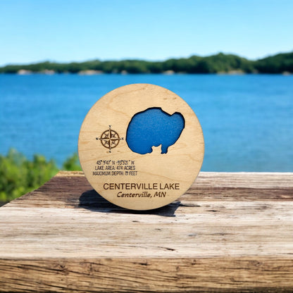 Custom Lake & River Maple Wood Magnet | Personalized Lake Gift