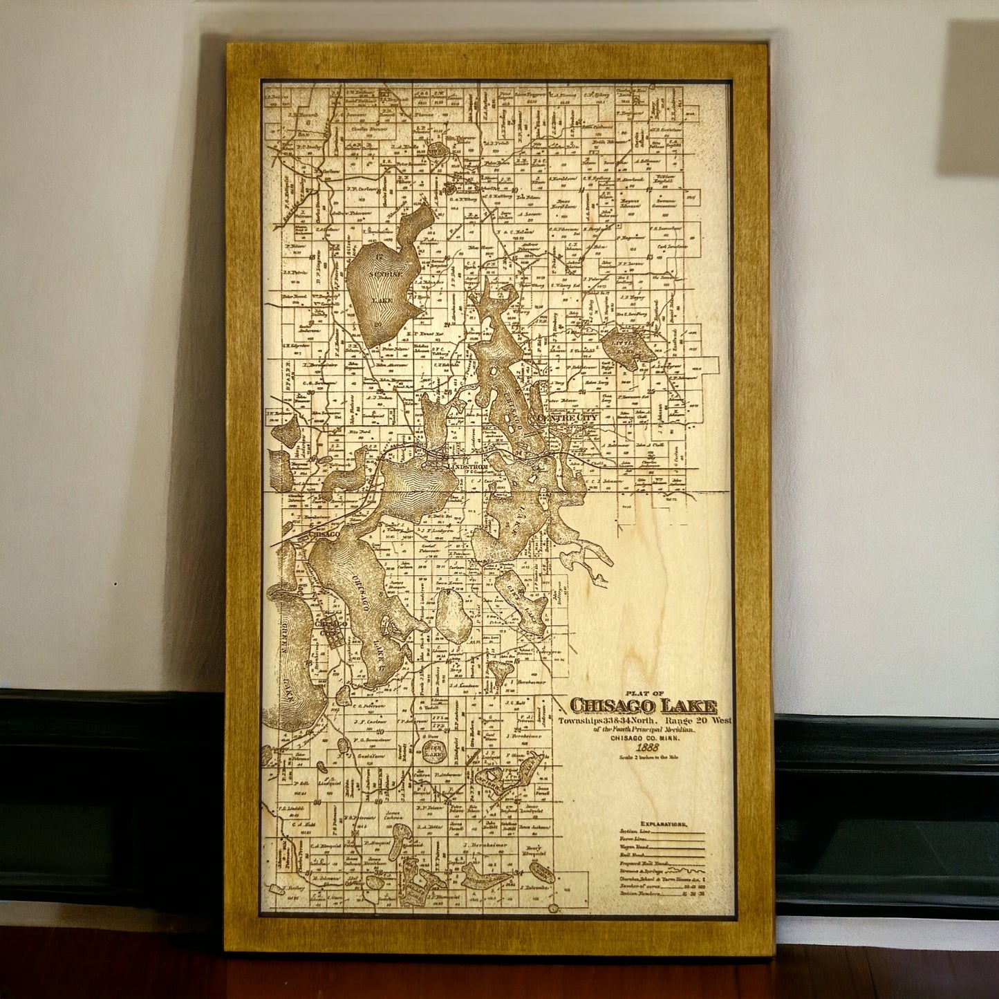 Historical Map Art - Towns in Chisago County MN