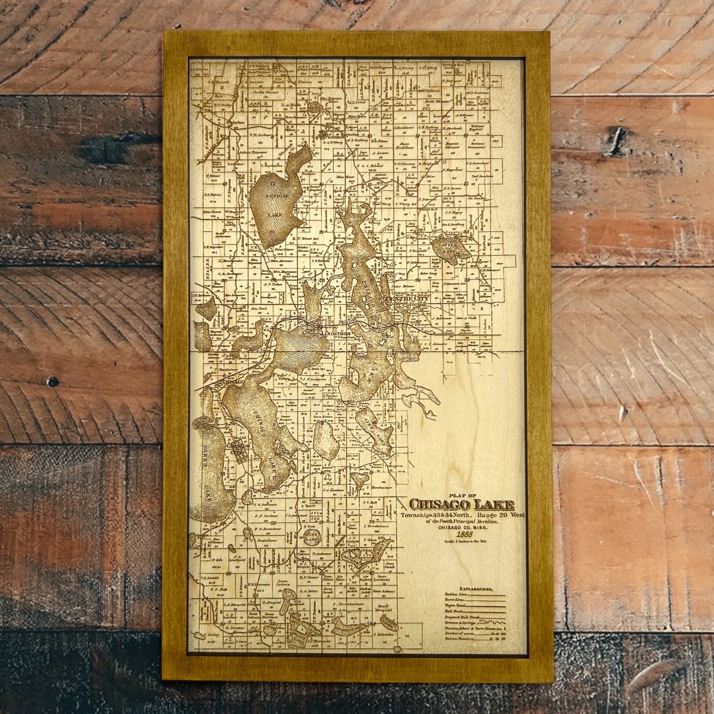 Historical Map Art - Towns in Chisago County MN