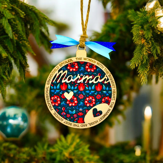 Double Layer Morfar (Grandpa) or Mormor (Grandma) Swedish Ornament