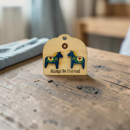 Dala Horse Stud Earrings (1 Pair) - Wholesale