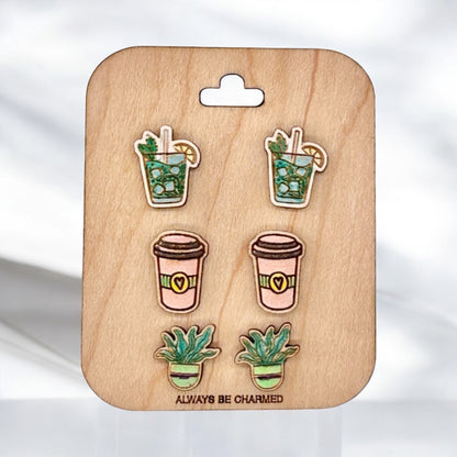 Stud Earrings (3 Pair)