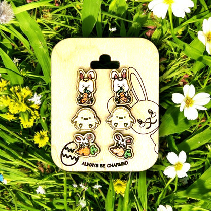 Stud Earrings (3 Pair)