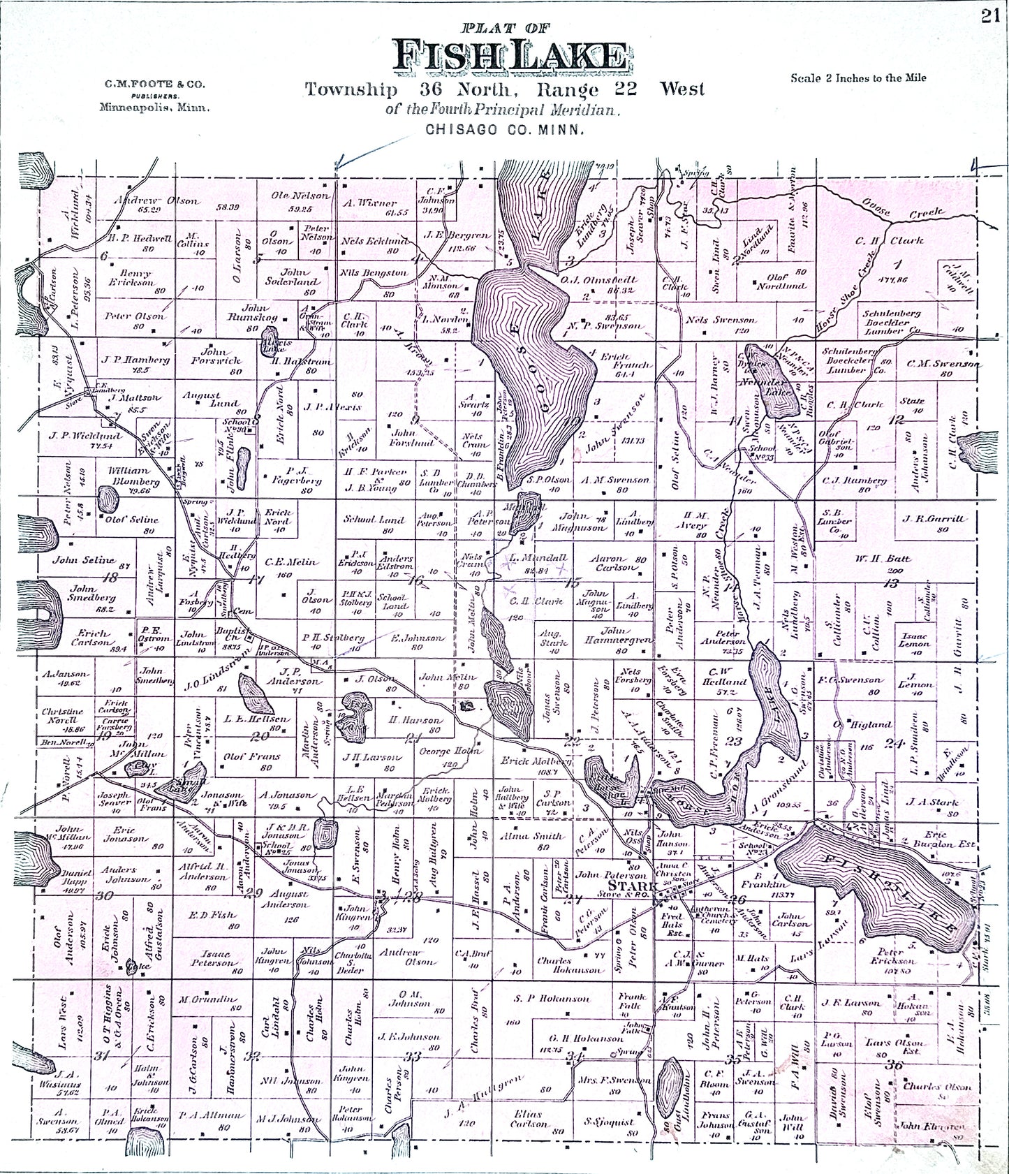 Historical Map Art - Towns in Chisago County MN