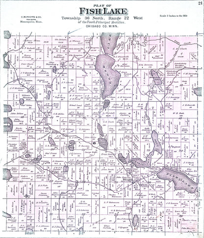 Historical Map Art - Towns in Chisago County MN
