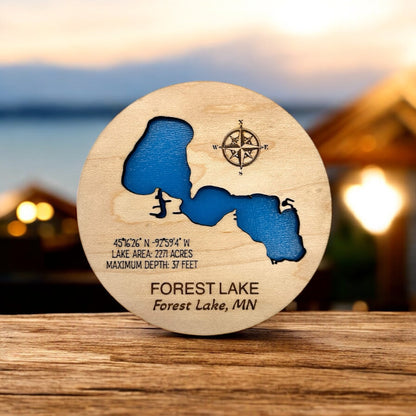Custom Lake & River Maple Wood Magnet | Personalized Lake Gift