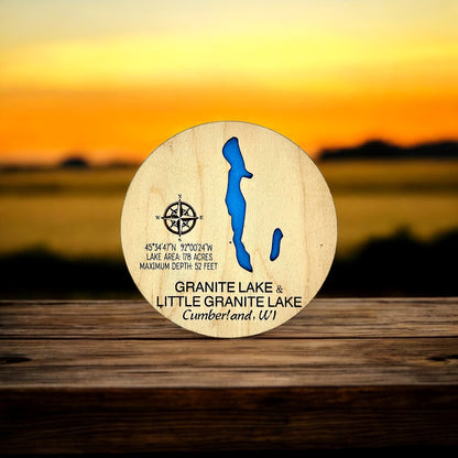 Custom Lake & River Maple Wood Magnet | Personalized Lake Gift