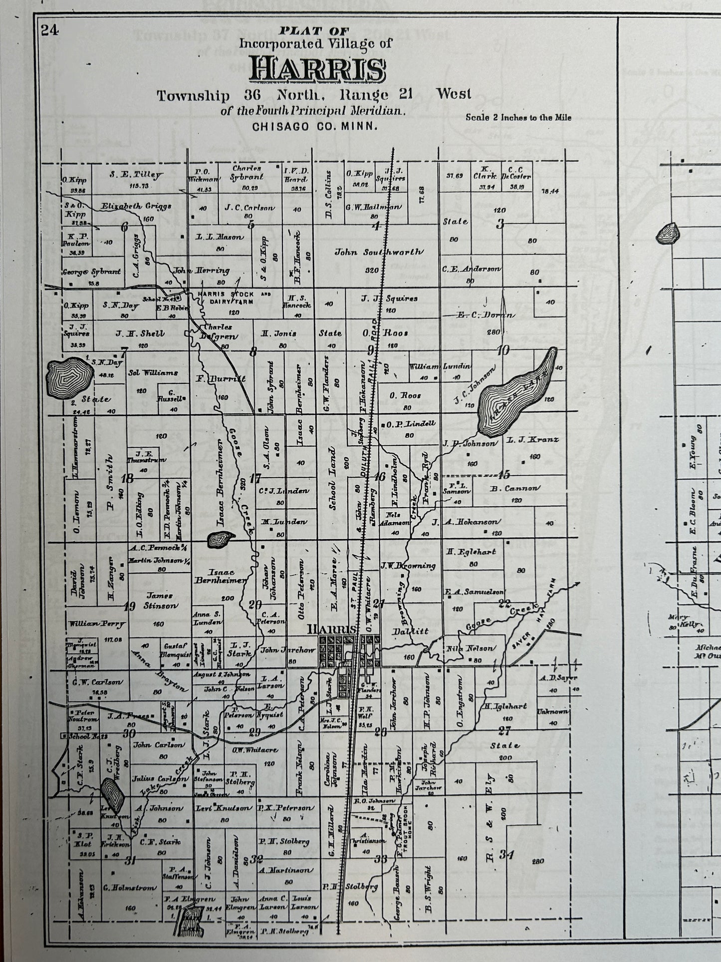 Historical Map Art - Towns in Chisago County MN