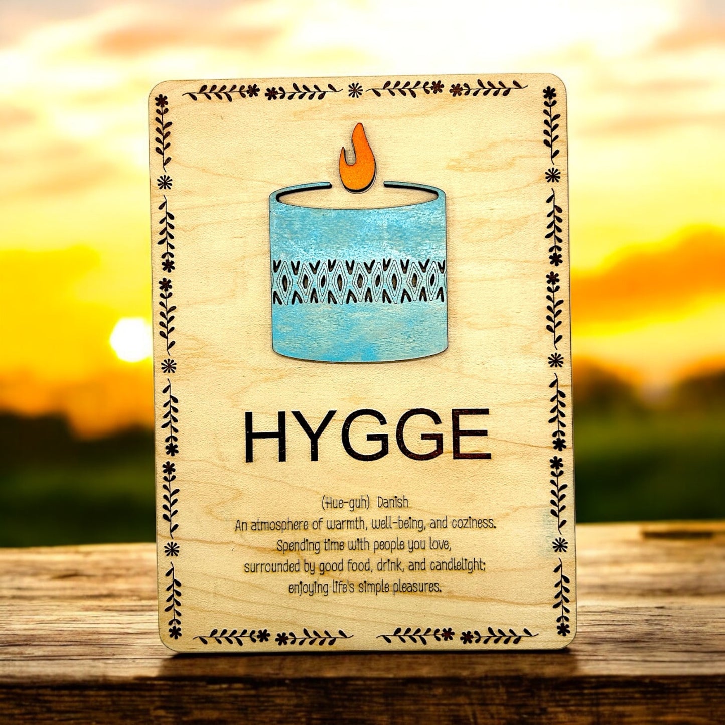 Hygge With Border Wooden Artwork - Wholesale