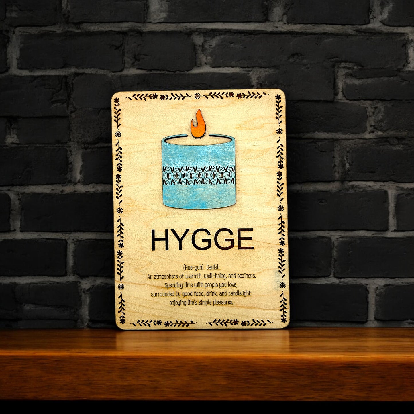 Hygge With Border Wooden Artwork - Wholesale