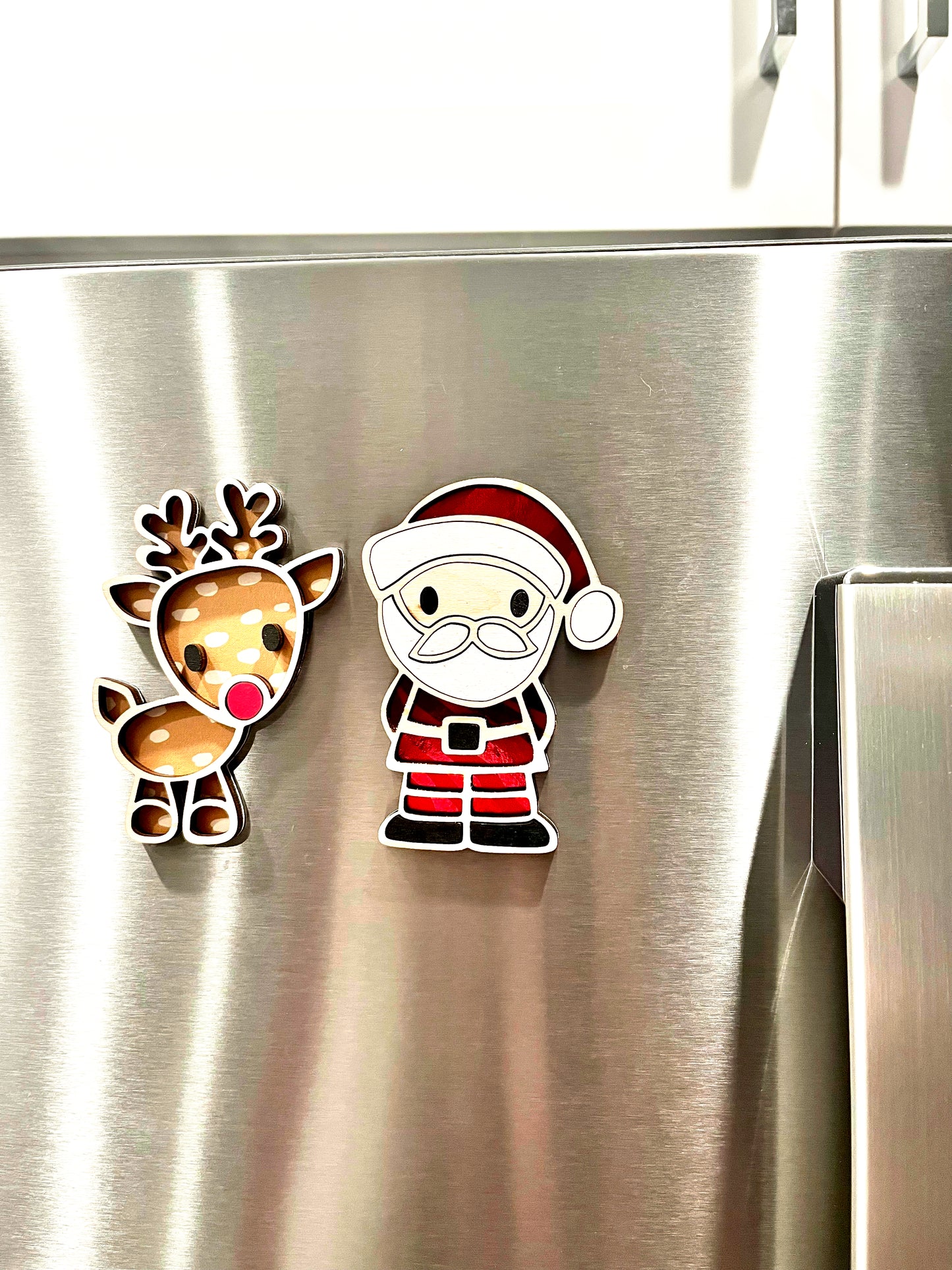 Rudolph, Santa, and Snowman Magnets