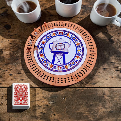 Round Lindstrom Coffee Pot Water Tower Maple Cribbage Board – Wooden Game Board – Local-Inspired Gift & Home Décor