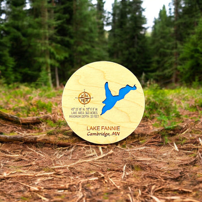 Custom Lake & River Maple Wood Magnet | Personalized Lake Gift