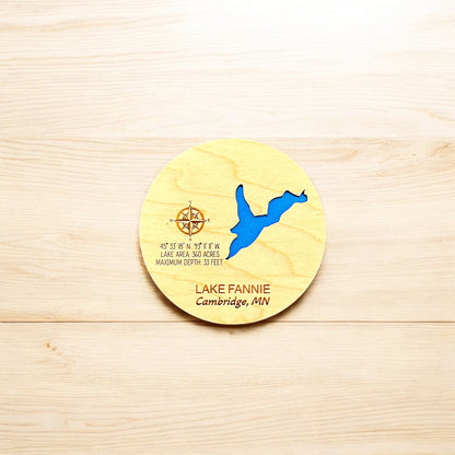 Custom Lake & River Maple Wood Magnet | Personalized Lake Gift