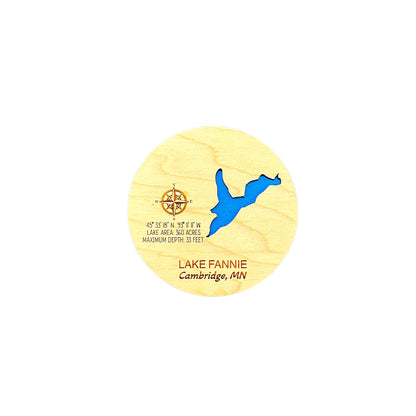 Custom Lake & River Maple Wood Magnet | Personalized Lake Gift