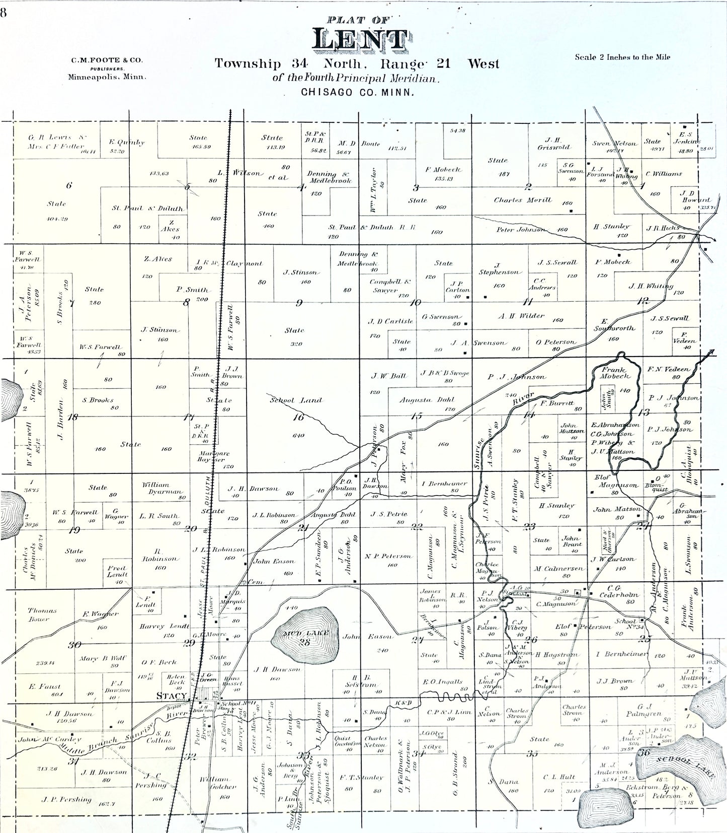 Historical Map Art - Towns in Chisago County MN