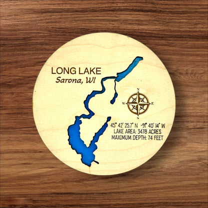 Custom Lake & River Maple Wood Magnet | Personalized Lake Gift