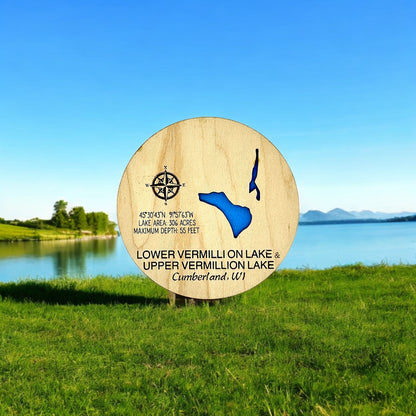Custom Lake & River Maple Wood Magnet | Personalized Lake Gift