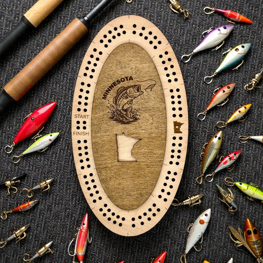 Custom State Wildlife Mini Maple Cribbage Board