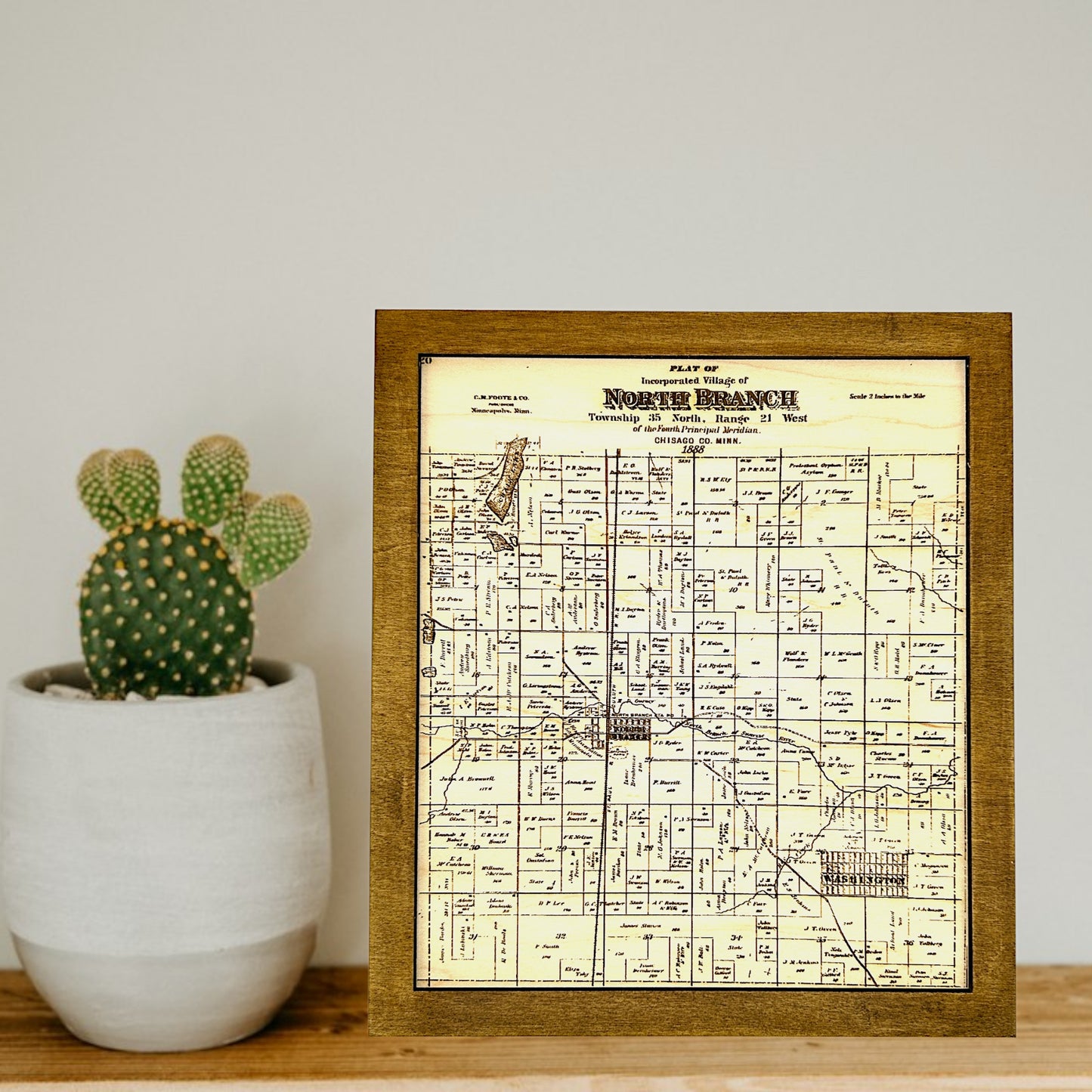 Historical Map Art - Towns in Chisago County MN