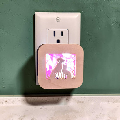 Dog & Cat Laser Engraved Night Light – Maple Wood LED Pet Night Light – Pet Lover Gift & Home Decor
