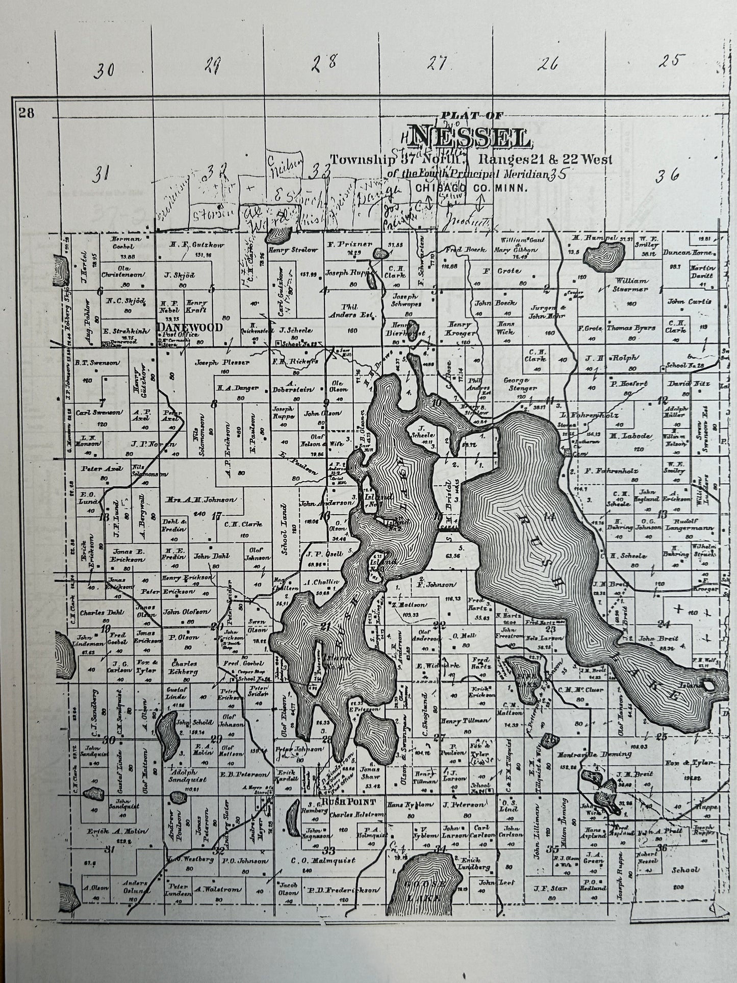 Historical Map Art - Towns in Chisago County MN