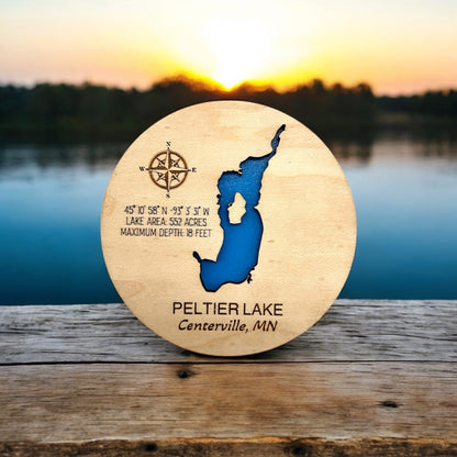 Custom Lake & River Maple Wood Magnet | Personalized Lake Gift