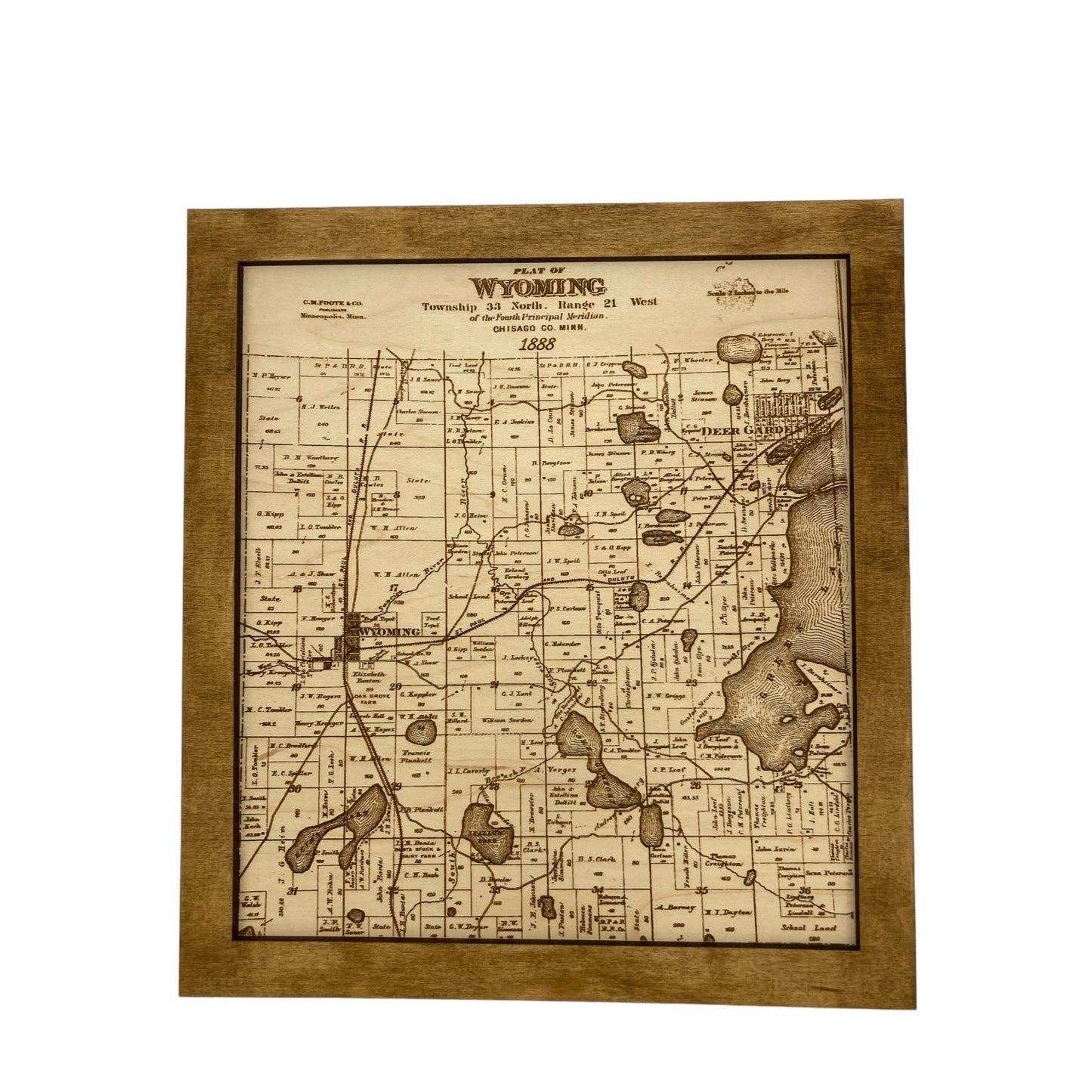 Historical Map Art - Towns in Chisago County MN