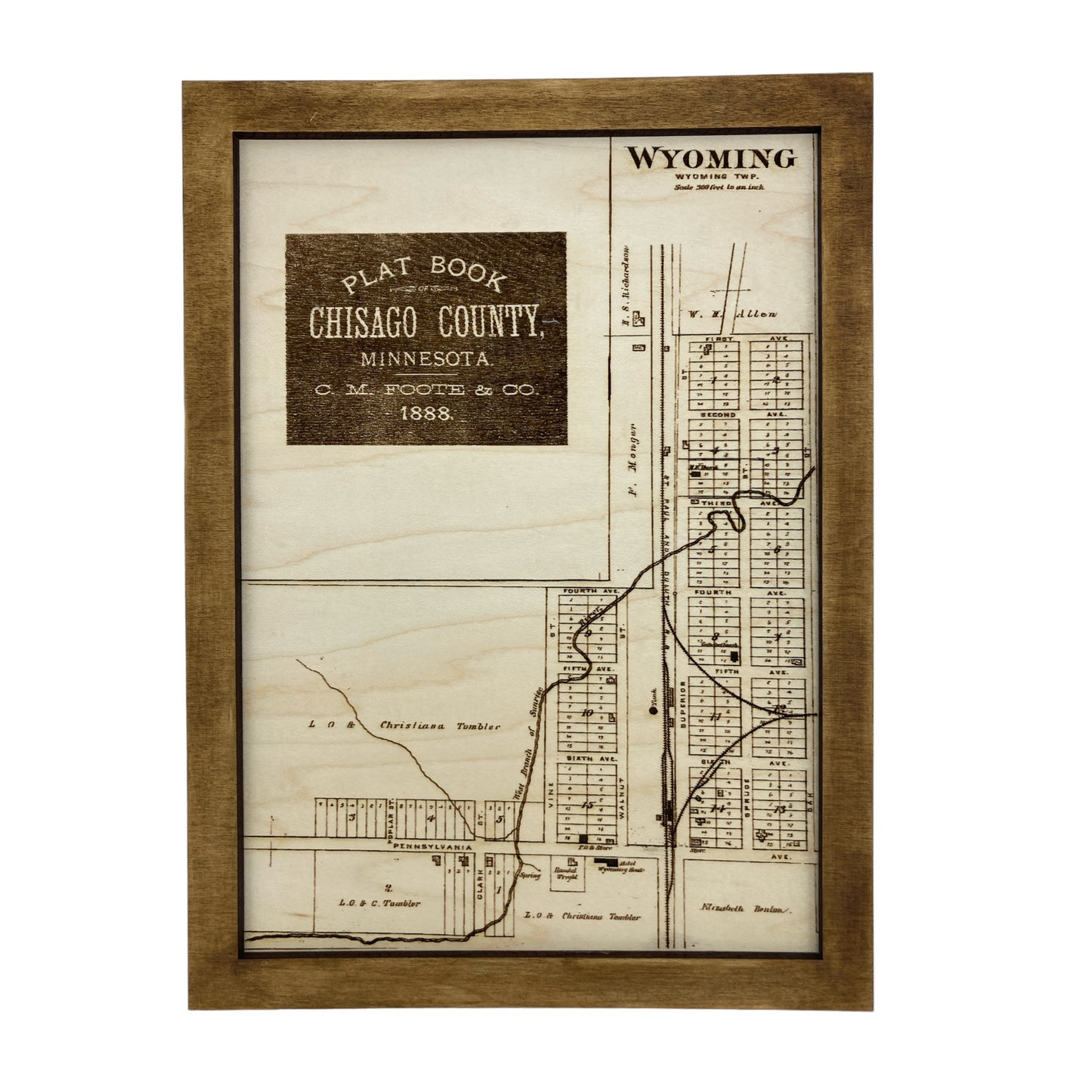 Historical Map Art - Towns in Chisago County MN