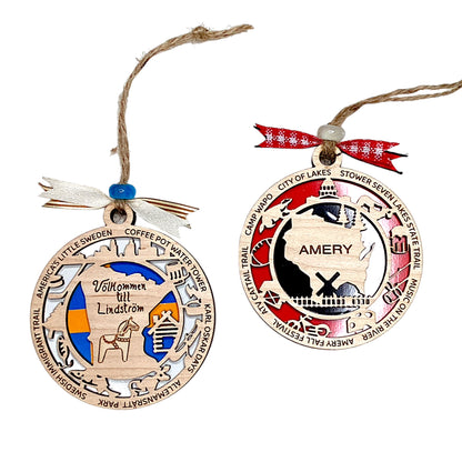 Custom City & Town Double-Layer Ornament | Personalized City, State