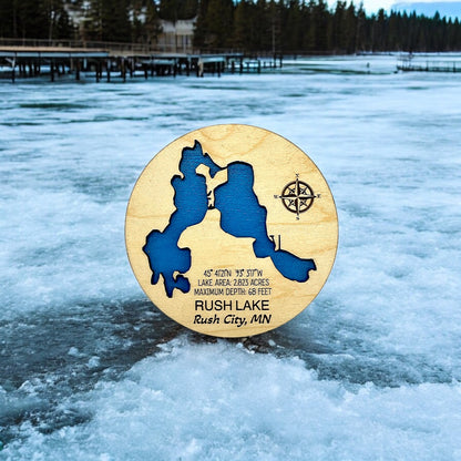 Custom Lake & River Maple Wood Magnet | Personalized Lake Gift