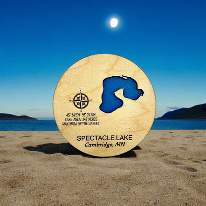 Custom Lake & River Maple Wood Magnet | Personalized Lake Gift