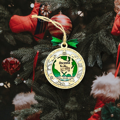 Custom City & Town Double-Layer Ornament | Personalized City, State
