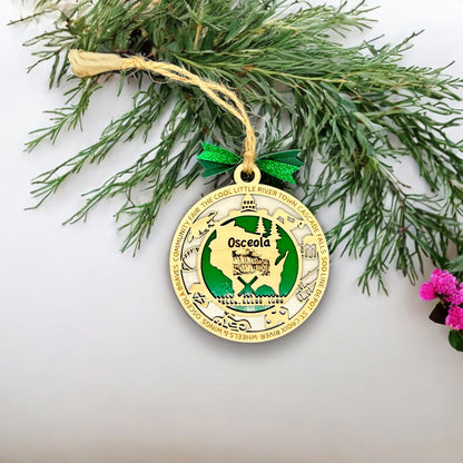 Custom City & Town Double-Layer Ornament | Personalized City, State