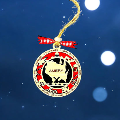Custom City & Town Double-Layer Ornament | Personalized City, State