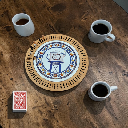 Round Lindstrom Coffee Pot Water Tower Maple Cribbage Board – Wooden Game Board – Local-Inspired Gift & Home Décor