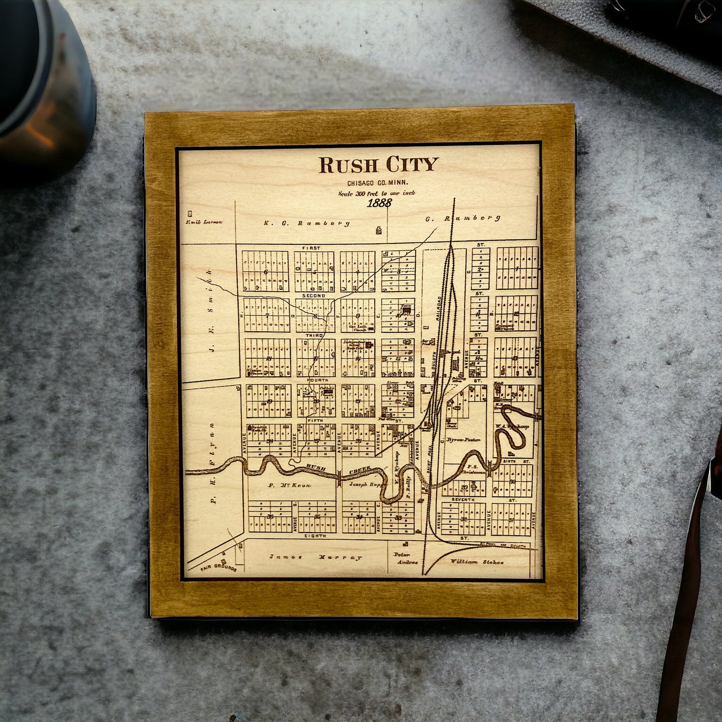 Historical Map Art - Towns in Chisago County MN