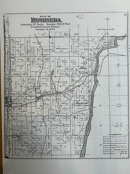 Historical Map Art - Towns in Chisago County MN