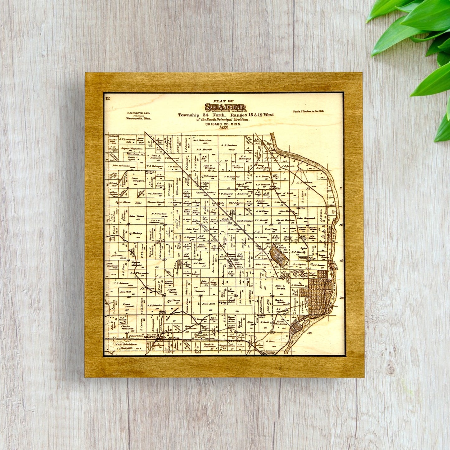 Historical Map Art - Towns in Chisago County MN