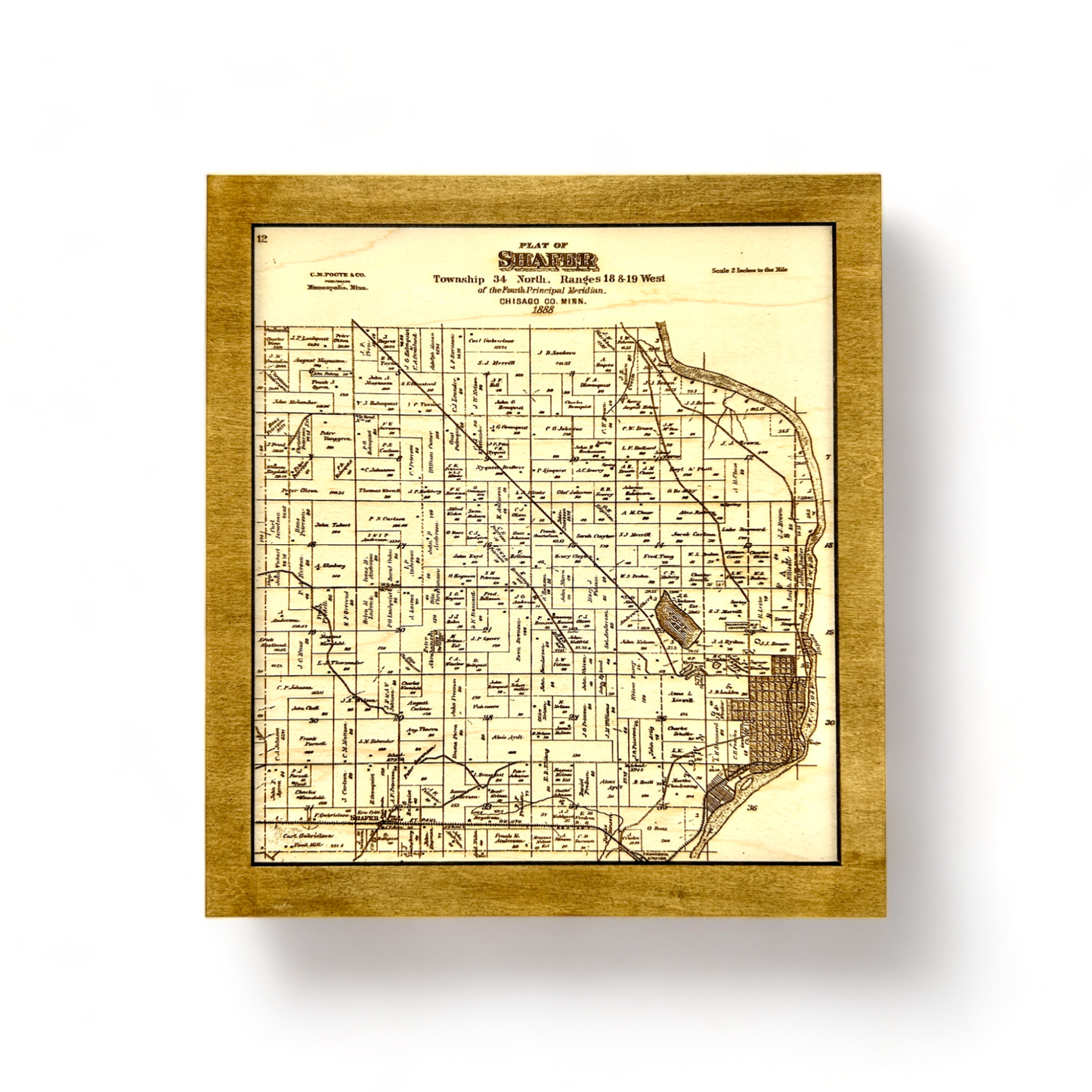 Historical Map Art - Towns in Chisago County MN